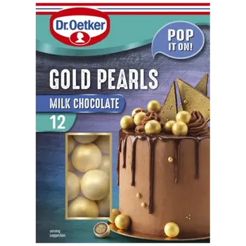 Dr. Oetker Dr. Oetker 12 Milk Chocolate Gold Pearls Cake Decorations